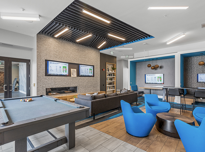 Resident lounge featuring a pool table