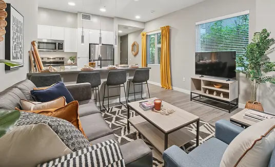 Fully equipped kitchen integrated with the living room