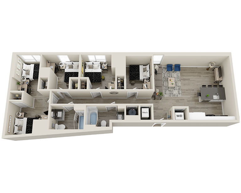 D1 - 4x2 Floor plan