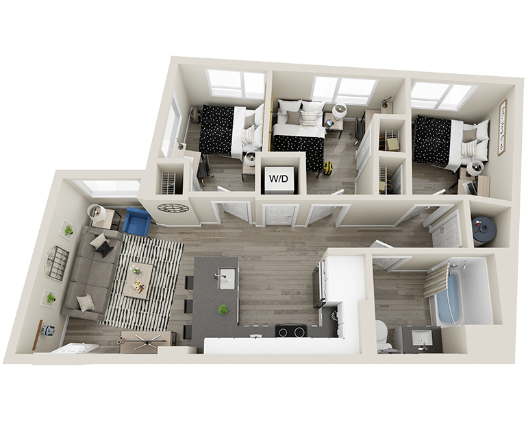 C3B - 3x1 Floor plan